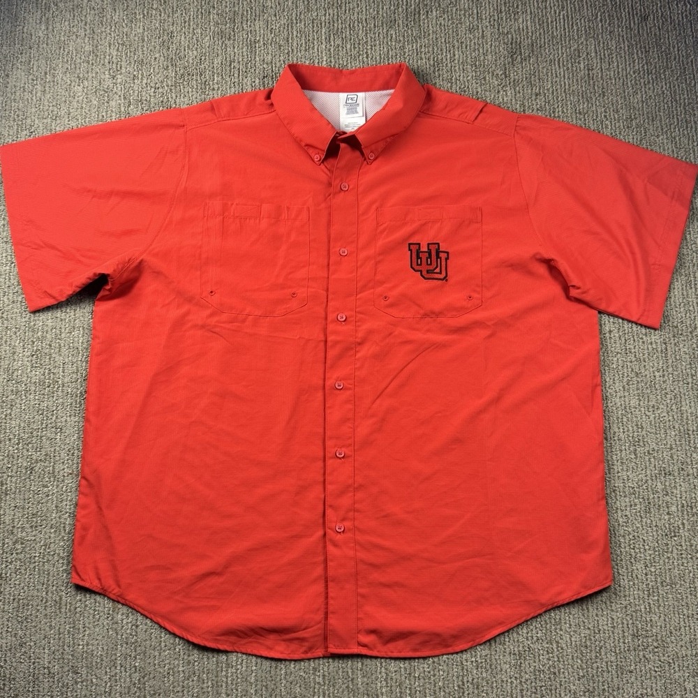 Pro Edge Mens 2XL Vented Button Up Shirt Fishing Outdoor University of Utah Utes